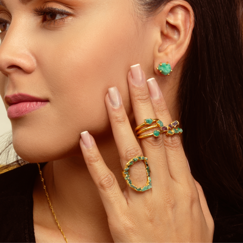 Mixed Amethyst Emerald Crown Pendant (13)